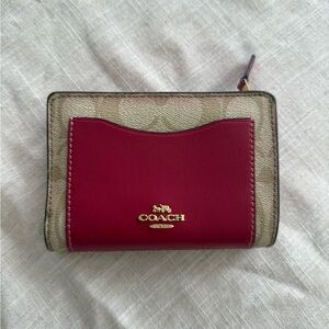 Coach Red and Tan Signature Wallet